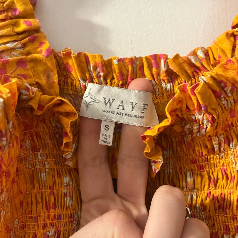 Orange Smocked Ruffle Strap Top - Picture 2 of 3